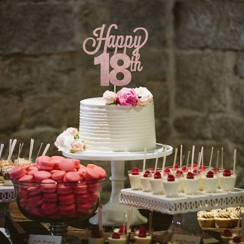 LINGTEER Happy 18th Birthday Cake Topper - Cheers to Eighteen Years Old Birthday Party Cake Centerpieces Decorations Sign. - Image 5